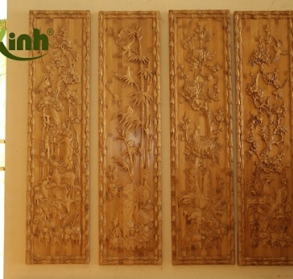 Bức Đục Tứ Quý bằng tre